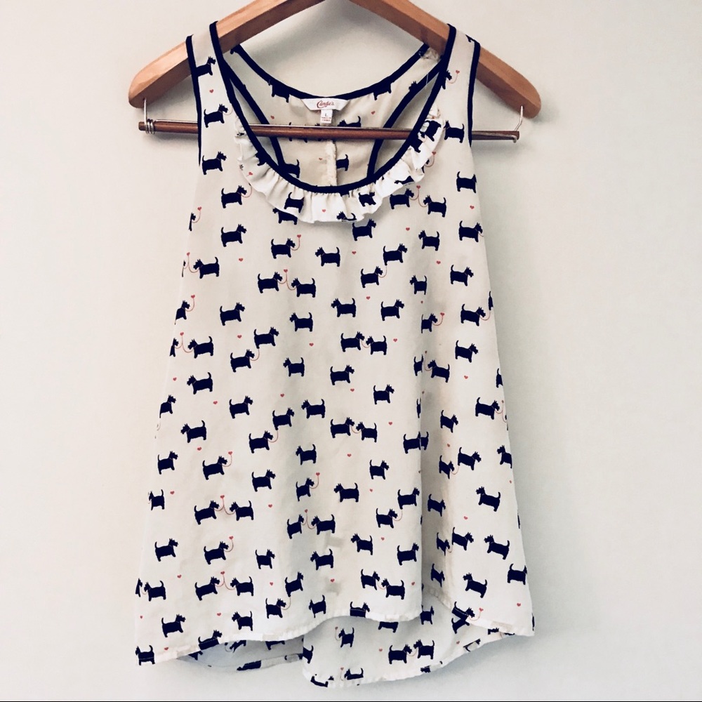 Candie’s scottie dog tank with ruffle detail sz L - Picture 2 of 5